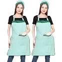 JMi Polyester Mini Check Fabric Apron With Chef Cap For Women Waterproof for Home, Kitchen, Restaurant Pack of 2