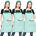 JMi Polyester Mini Check Fabric Apron With Chef Cap For Women Waterproof for Home, Kitchen, Restaurant Pack of 2