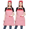 JMi Polyester Mini Check Fabric Apron With Chef Cap For Women Waterproof for Home, Kitchen, Restaurant Pack of 2