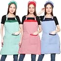 JMi Polyester Mini Check Fabric Apron With Chef Cap For Women Waterproof for Home, Kitchen, Restaurant Pack of 2