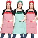 JMi Polyester Mini Check Fabric Apron With Chef Cap For Women Waterproof for Home, Kitchen, Restaurant Pack of 2