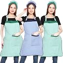 JMi Polyester Mini Check Fabric Apron With Chef Cap For Women Waterproof for Home, Kitchen, Restaurant Pack of 2