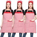 JMi Polyester Mini Check Fabric Apron With Chef Cap For Women Waterproof for Home, Kitchen, Restaurant Pack of 2
