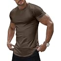 JMIERR Mens Short Sleeve T Shirt Summer Muscle Slim Fitted Crewneck Longline Tees Shirts for Gym Workout