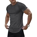 JMIERR Mens Short Sleeve T Shirt Summer Muscle Slim Fitted Crewneck Longline Tees Shirts for Gym Workout