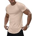 JMIERR Mens Short Sleeve T Shirt Summer Muscle Slim Fitted Crewneck Longline Tees Shirts for Gym Workout