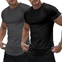 JMIERR Mens Short Sleeve T Shirt Summer Muscle Slim Fitted Crewneck Longline Tees Shirts for Gym Workout