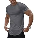 JMIERR Mens Short Sleeve T Shirt Summer Muscle Slim Fitted Crewneck Longline Tees Shirts for Gym Workout