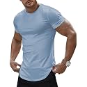 JMIERR Mens Short Sleeve T Shirt Summer Muscle Slim Fitted Crewneck Longline Tees Shirts for Gym Workout