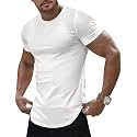 JMIERR Mens Short Sleeve T Shirt Summer Muscle Slim Fitted Crewneck Longline Tees Shirts for Gym Workout