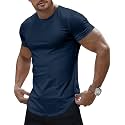 JMIERR Mens Short Sleeve T Shirt Summer Muscle Slim Fitted Crewneck Longline Tees Shirts for Gym Workout