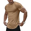 JMIERR Mens Short Sleeve T Shirt Summer Muscle Slim Fitted Crewneck Longline Tees Shirts for Gym Workout