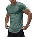 JMIERR Mens Short Sleeve T Shirt Summer Muscle Slim Fitted Crewneck Longline Tees Shirts for Gym Workout