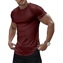 JMIERR Mens Short Sleeve T Shirt Summer Muscle Slim Fitted Crewneck Longline Tees Shirts for Gym Workout