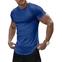 JMIERR Mens Short Sleeve T Shirt Summer Muscle Slim Fitted Crewneck Longline Tees Shirts for Gym Workout
