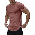 JMIERR Mens Short Sleeve T Shirt Summer Muscle Slim Fitted Crewneck Longline Tees Shirts for Gym Workout