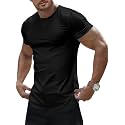 JMIERR Mens Short Sleeve T Shirt Summer Muscle Slim Fitted Crewneck Longline Tees Shirts for Gym Workout