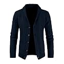 JMIERR Mens Shawl Collar Cable Knit Cardigan Sweater