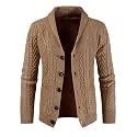JMIERR Mens Shawl Collar Cable Knit Cardigan Sweater