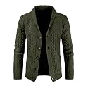 JMIERR Mens Shawl Collar Cable Knit Cardigan Sweater