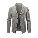 JMIERR Mens Shawl Collar Cable Knit Cardigan Sweater