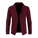 JMIERR Mens Shawl Collar Cable Knit Cardigan Sweater