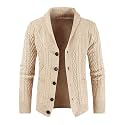 JMIERR Mens Shawl Collar Cable Knit Cardigan Sweater