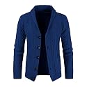 JMIERR Mens Shawl Collar Cable Knit Cardigan Sweater