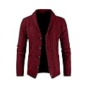 JMIERR Mens Shawl Collar Cable Knit Cardigan Sweater