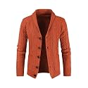 JMIERR Mens Shawl Collar Cable Knit Cardigan Sweater