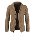 JMIERR Mens Shawl Collar Cable Knit Cardigan Sweater