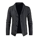 JMIERR Mens Shawl Collar Cable Knit Cardigan Sweater