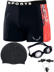 jmt wear men swimming costume  shorts  trunk 1 goggles 1 cap 2 earplug  1 nose clip printed men swimsuit