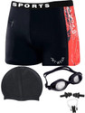 JMT Wear Men Swimming Costume | Shorts | Trunk, 1 Goggles, 1 Cap, 2 Earplug & 1 Nose Clip Printed Men Swimsuit