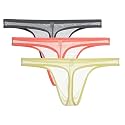JNSHI Men's See Through Sexy Thongs Underwear Mesh G-string Bikini M-3XL