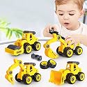 Jo Baby DIY Take Apart Toys Construction Trucks with 1 Screwdriver Tools, Kids Building Cars