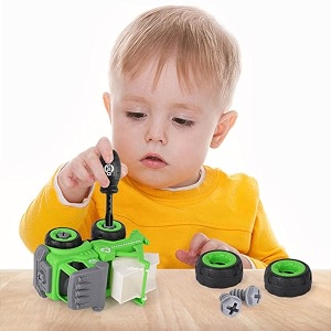 jo baby sanitation truck vehicles set 4 pack diy sanitation trucks with 1 screwdriver tools kids building trucks
