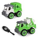 Jo Baby Sanitation Truck Vehicles Set, 2 Pack DIY Sanitation Trucks with 1 Screwdriver Tools, Kids Building Trucks