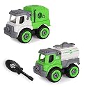 Jo Baby Sanitation Truck Vehicles Set, 2 Pack DIY Sanitation Trucks with 1 Screwdriver Tools, Kids Building Trucks