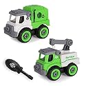 Jo Baby Sanitation Truck Vehicles Set, 2 Pack DIY Sanitation Trucks with 1 Screwdriver Tools, Kids Building Trucks