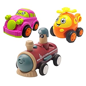jo baby unbreakable four-wheel drive friction powered diecast car helicopter amp push and go train toy set pack of 3