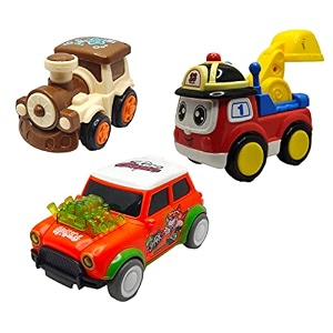 jo baby unbreakable four-wheel drive friction powered diecast train excavator amp dancing car orange toy set pack of 3