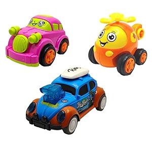 jo baby unbreakable four-wheel drive friction powered diecast car helicopter amp dancing car blue toy set pack of 3