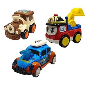 jo baby unbreakable four-wheel drive friction powered diecast train excavator amp dancing car blue toy set pack of 3
