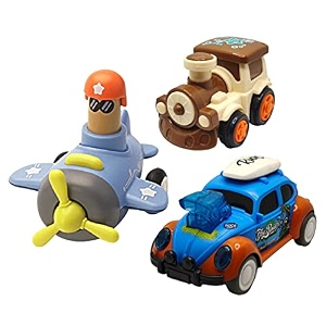 jo baby unbreakable four-wheel drive friction powered diecast train dancing car blue amp push and go plane toy set pack of 3