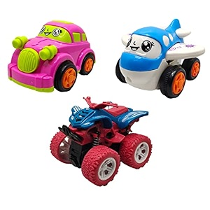 jo baby unbreakable four-wheel drive friction powered diecast car plane amp monster thomas toy set pack of 3