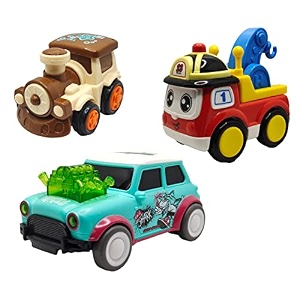 jo baby unbreakable four-wheel drive friction powered diecast train crane amp dancing car green toy set pack of 3