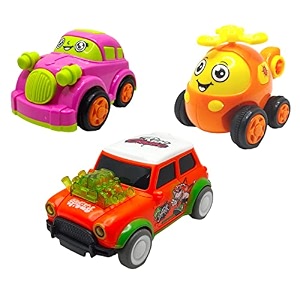 jo baby unbreakable four-wheel drive friction powered diecast car helicopter amp dancing car orange toy set pack of 3