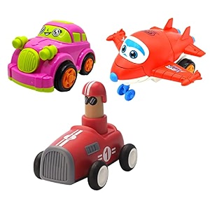 jo baby unbreakable four-wheel drive friction powered diecast car robot plane amp push and go car toy set pack of 3