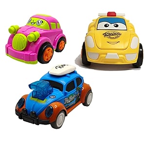 jo baby unbreakable four-wheel drive friction powered diecast car robot car amp dancing car blue toy set pack of 3